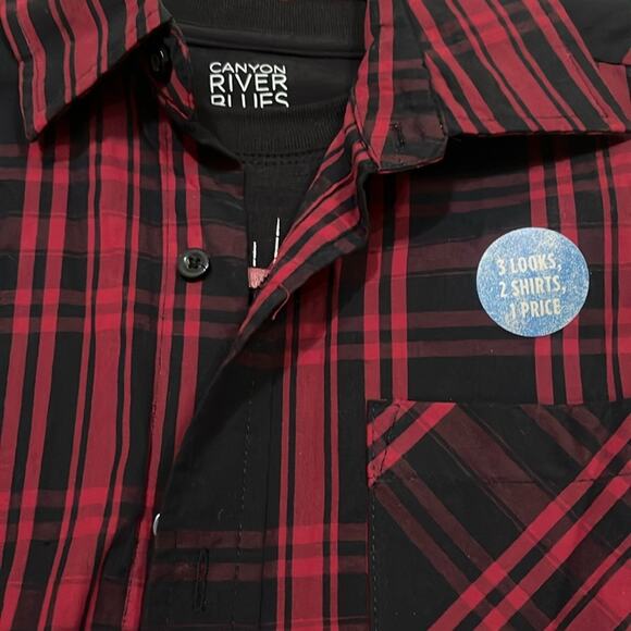 Canyon River Blues Boys LG 14-16 Long Sleeve Shirt & Graphic Tee Shirt 2Pc Red - Picture 3 of 5